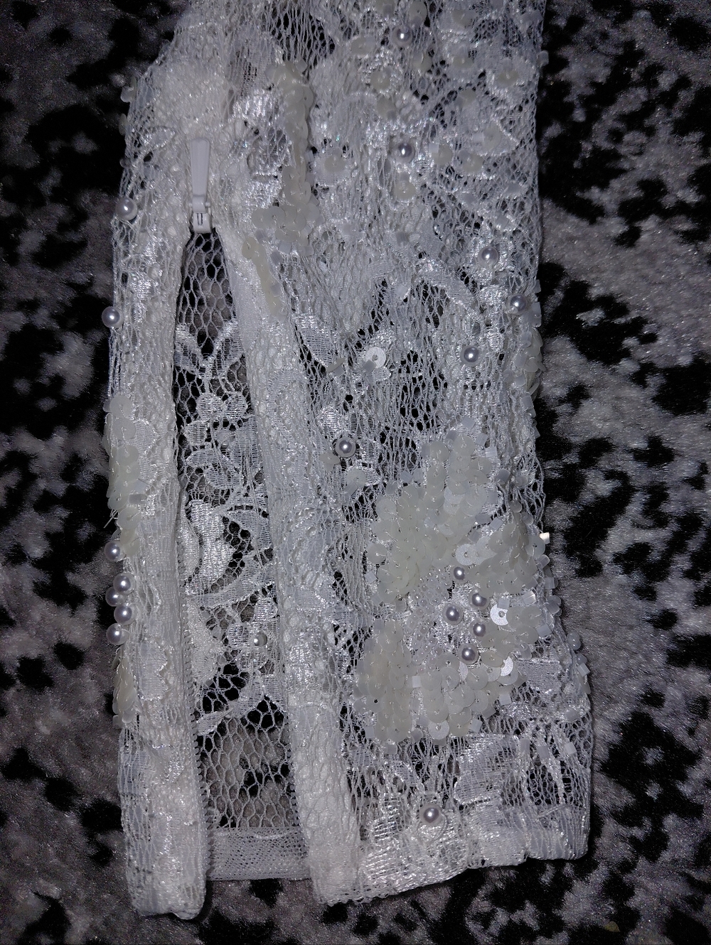 Sherri Hill Size 00 White Pearl Beaded Lace Open Back Cropped Prom Top High Neck - Picture 5 of 14